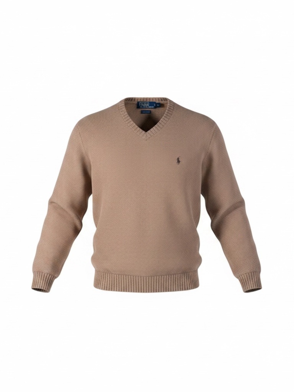 Women’s Polo Ralph Lauren V-Neck Knit Sweater XL Tan Camel Pullover